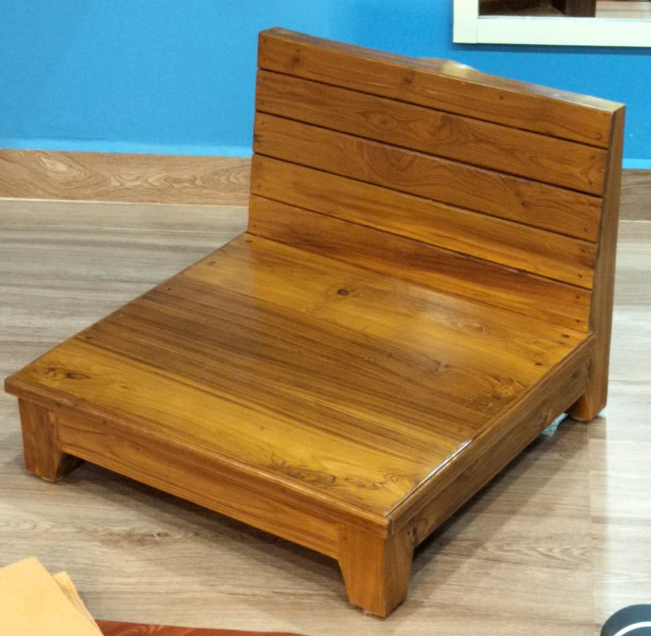 Wooden seating at AYU