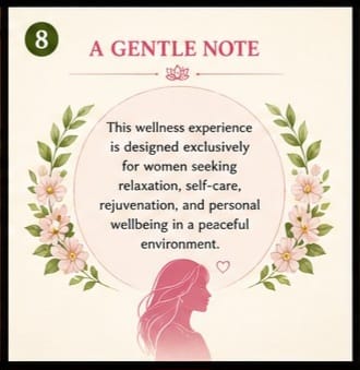 A Gentle Note — this wellness experience is designed exclusively for women